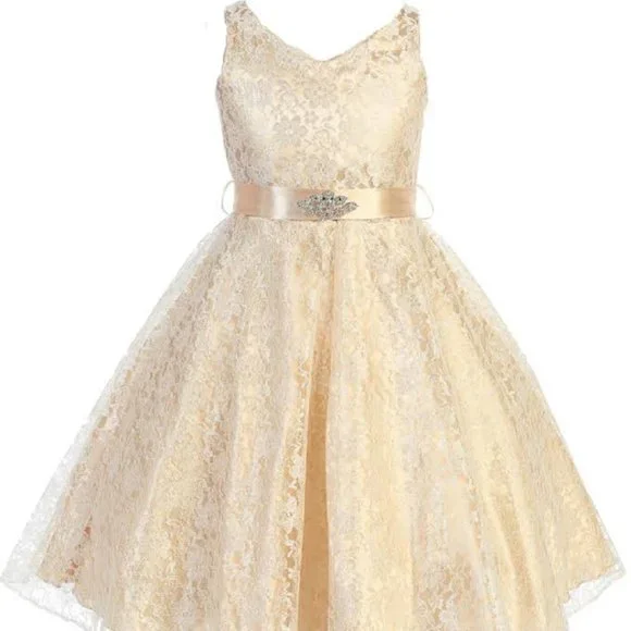 Bny Corner | Dresses | Big Girls Toddler Sleeveless Floral Lace Easter Graduation  Flower Girl Dress | Poshmark